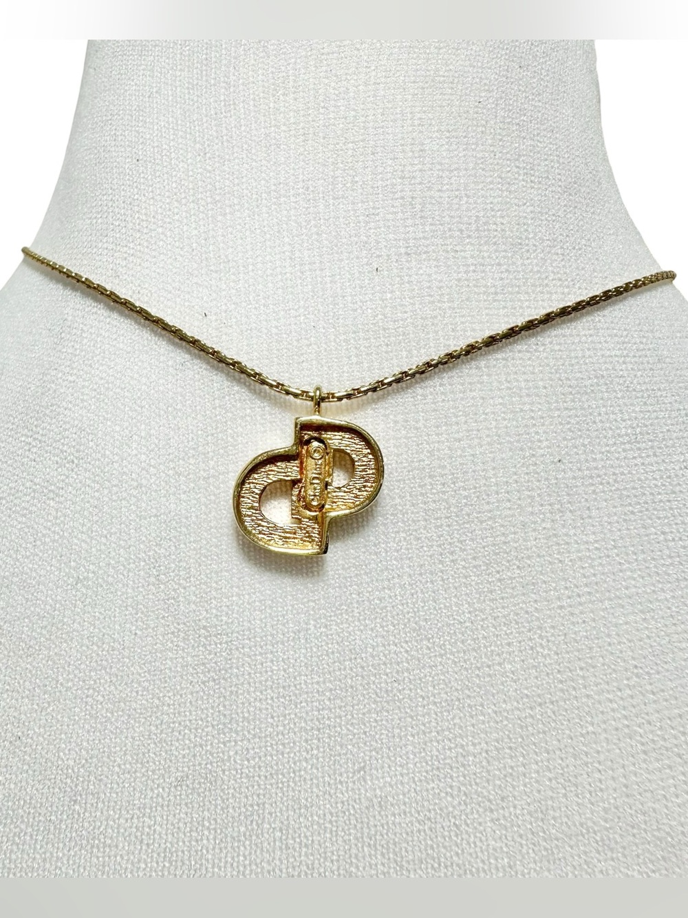 Christian Dior Gold & Crystal “CD” Initials Engraved Vintage Necklace - Picture 11 of 14